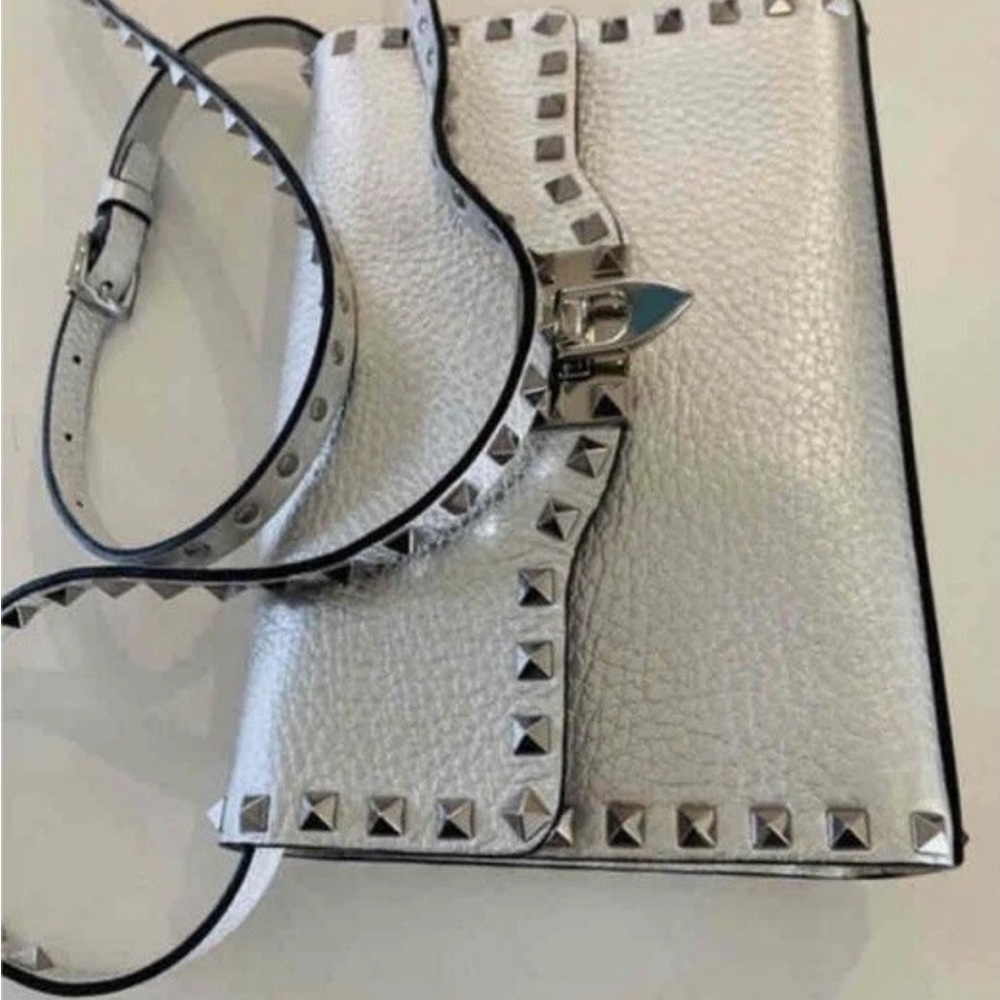 Valentino Garavani Silver Studded Crossbody Bag